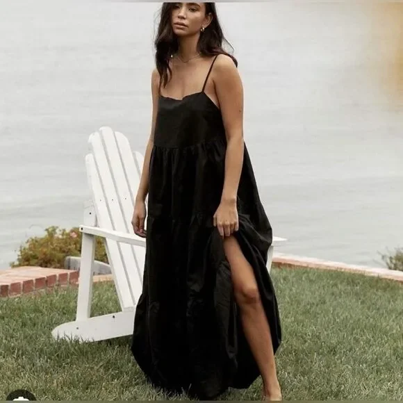 Anthropologie Charlie Holiday Isabella Tiered Black Maxi Dress - Picture 2 of 5